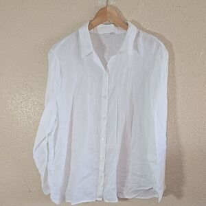 J. Jill Linen White Button-Up Shirt